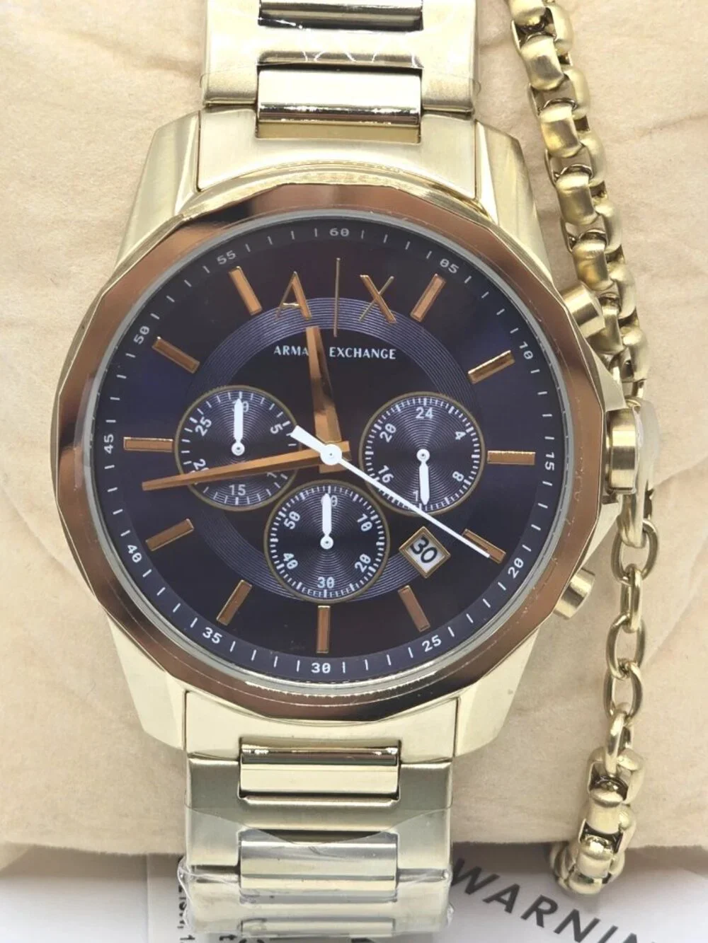 Armani Exchange Men's Gold-Tone Chronograph Watch & Bracelet Set AX7151SET